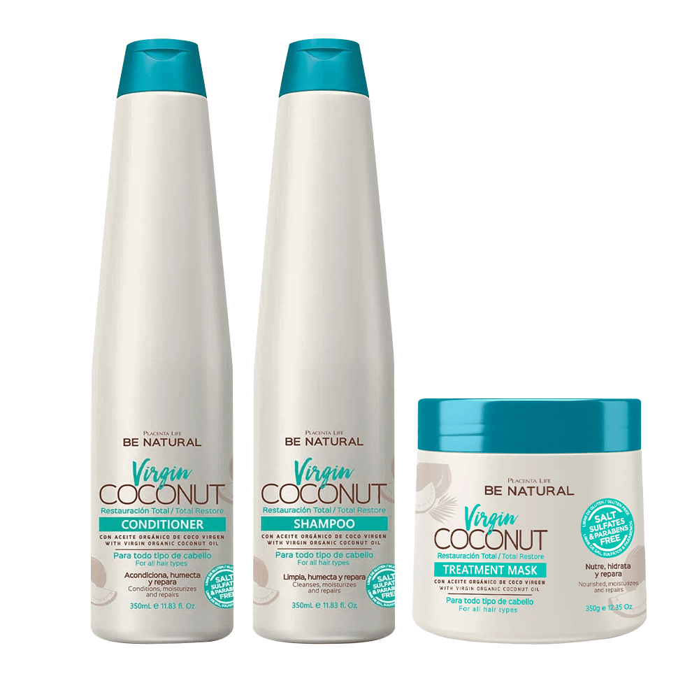 Pack Virgin Coconut Shampoo 350ml + Acondicionador 350ml + M