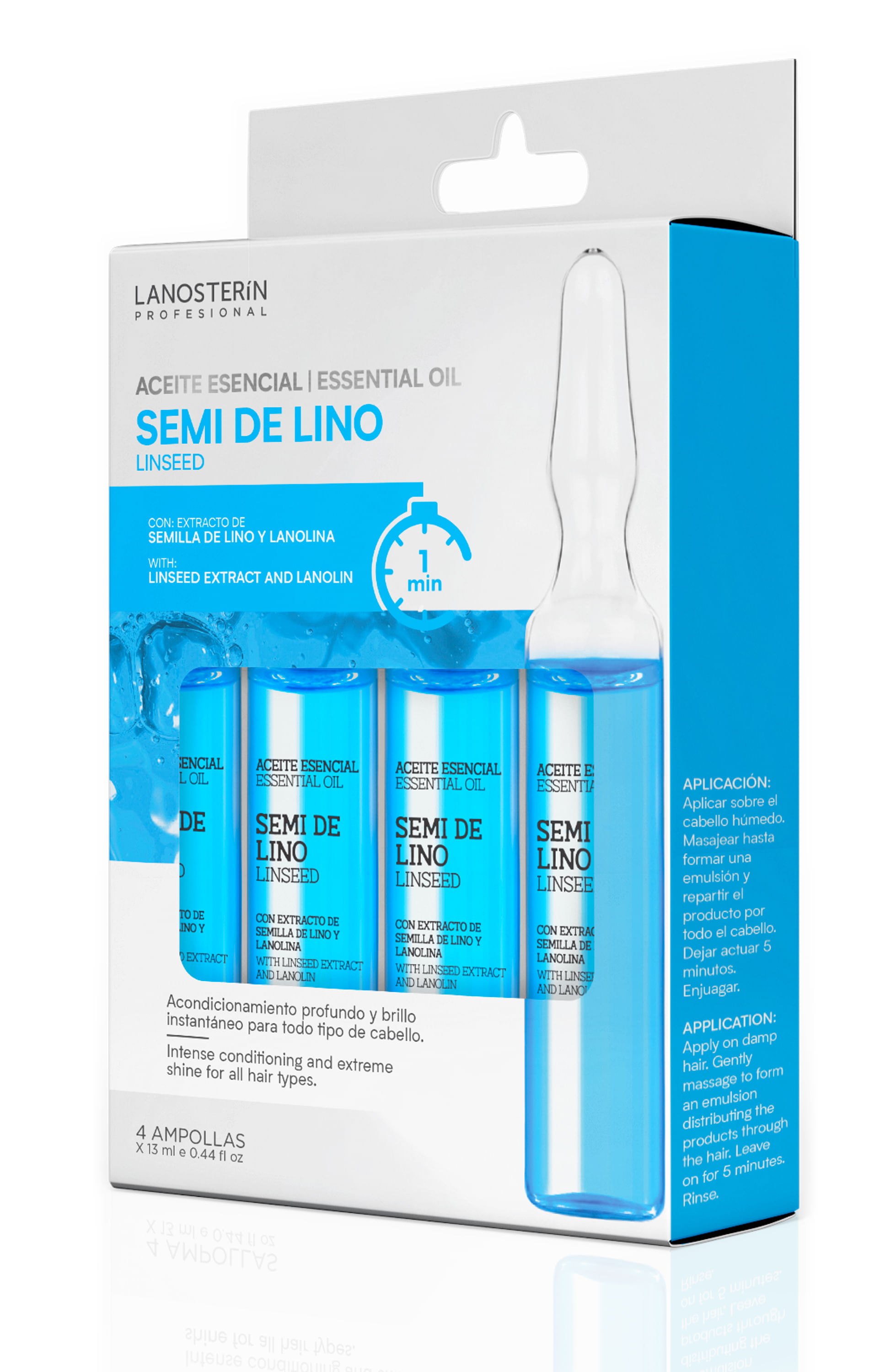 Ampollas Semi de lino Aceite Esencial 4 unds Lanosterin