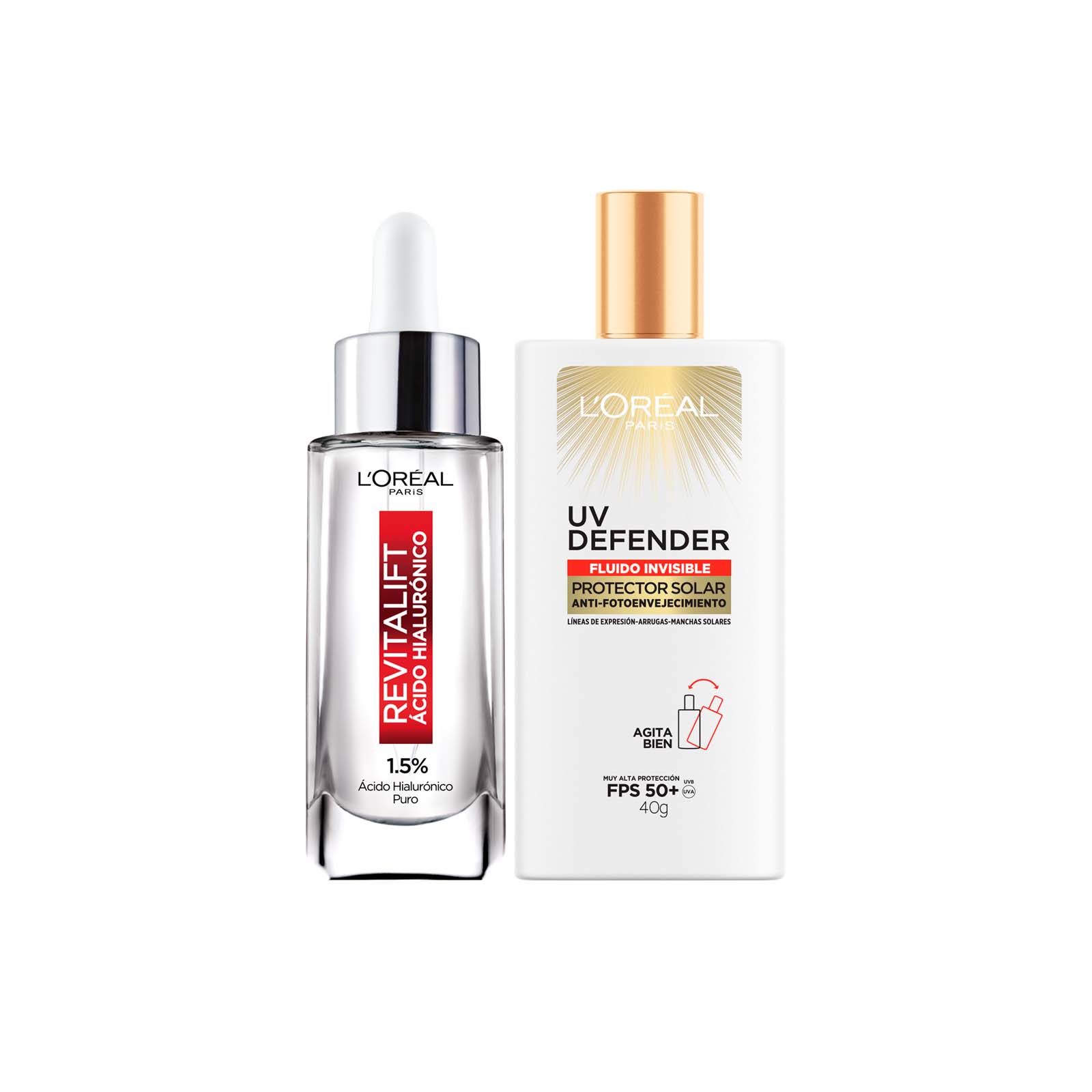 Pack L'Oreal Paris Serum Rostro Ácido Hialurónico + Protecto