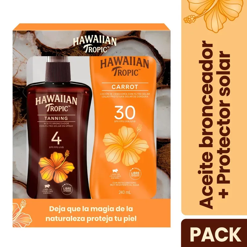 Pack Hawaiian Tropic Locion Zanahoria Spf30 240Ml + Aceite B